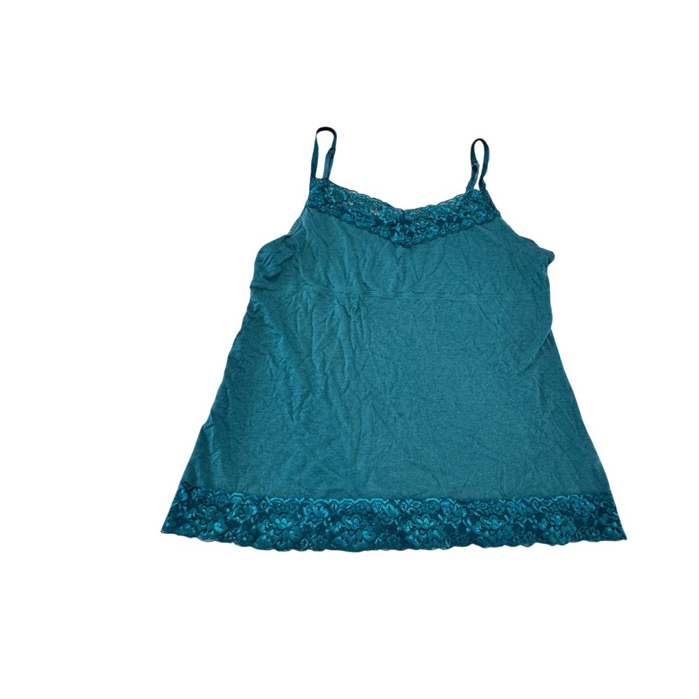 Elle Must Have Cami Babydoll Top Size M Teal Lace Pima Cotton Modal Coquette